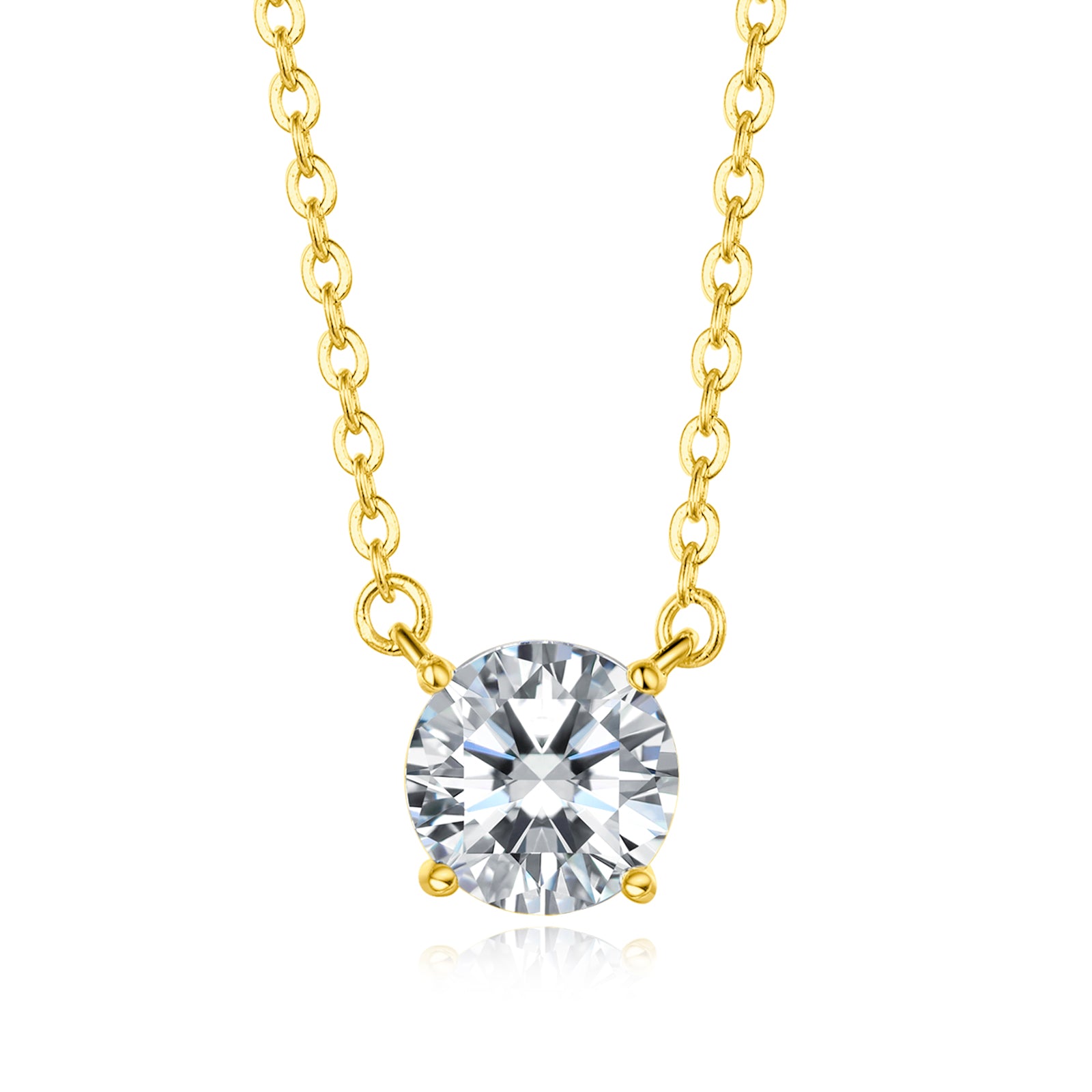 A single brilliant Moissanite solitaire stone set on an 18 carat gold vermeil adjustable chain, perfect for daily wear or as a thoughtful gift.