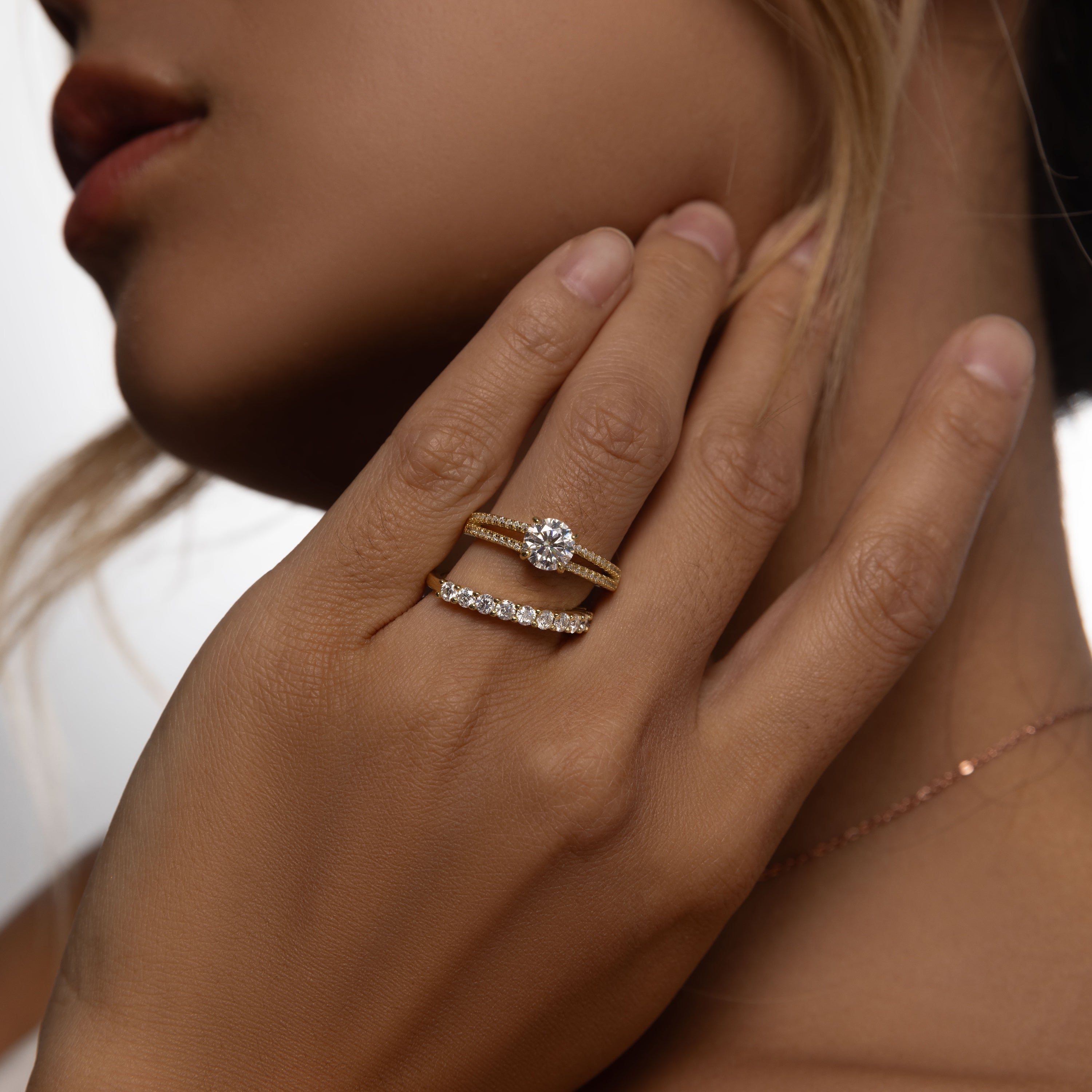 Infinity Sparkle Ring Duo, Gold