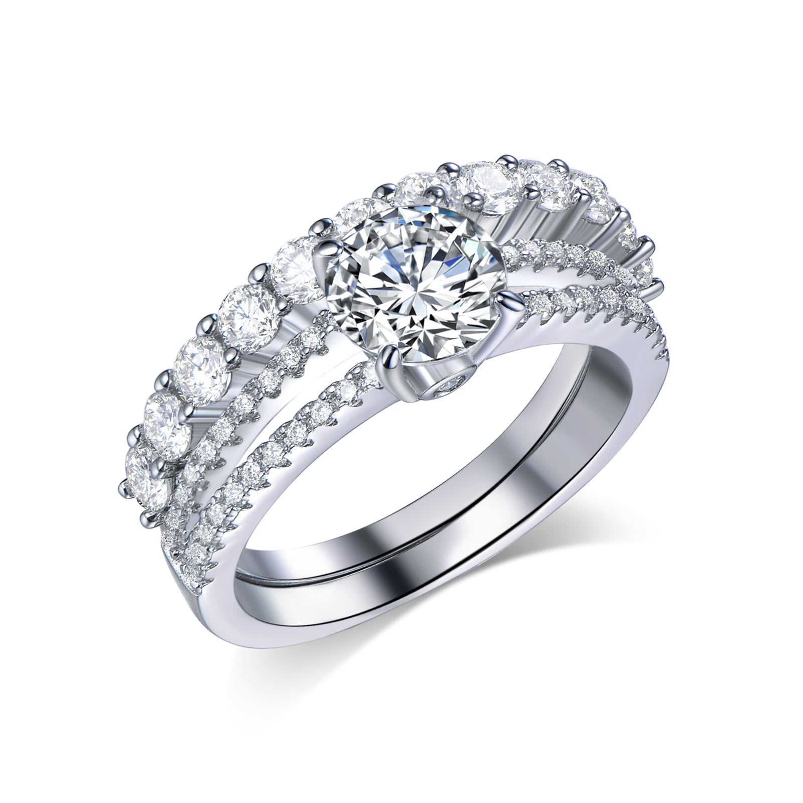 Infinity Sparkle Ring Duo, White Gold