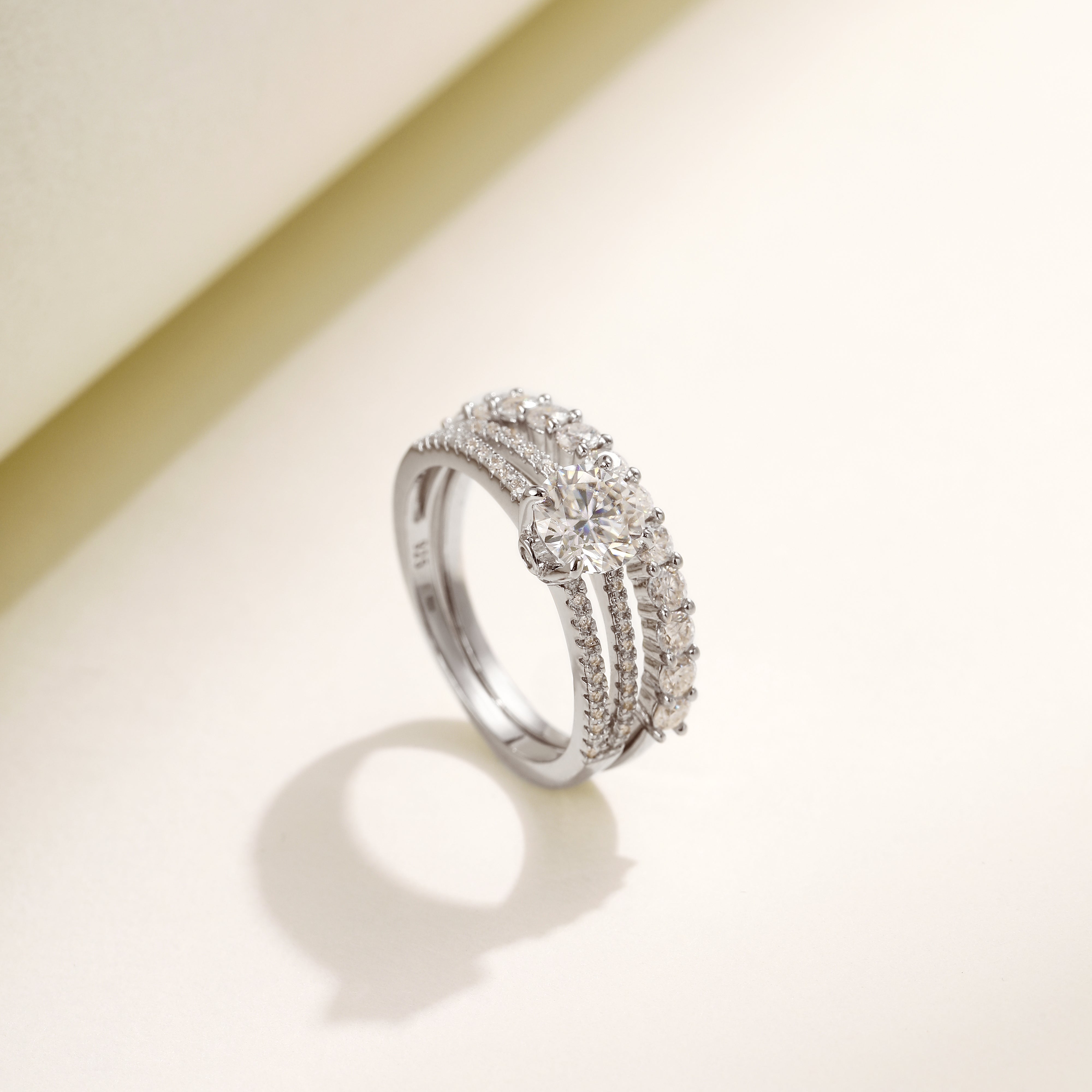 Infinity Sparkle Ring Duo, White Gold