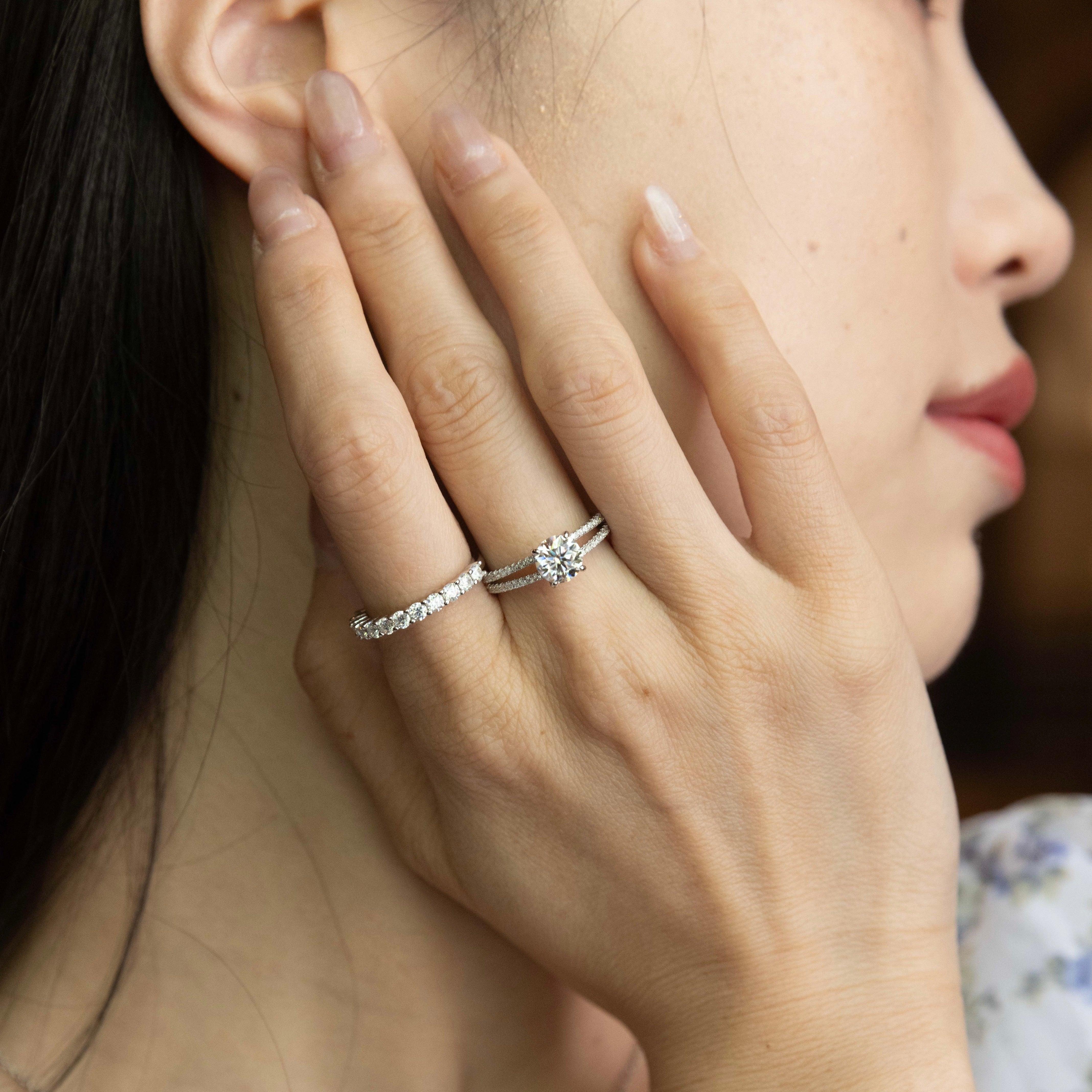 Infinity Sparkle Ring Duo, White Gold