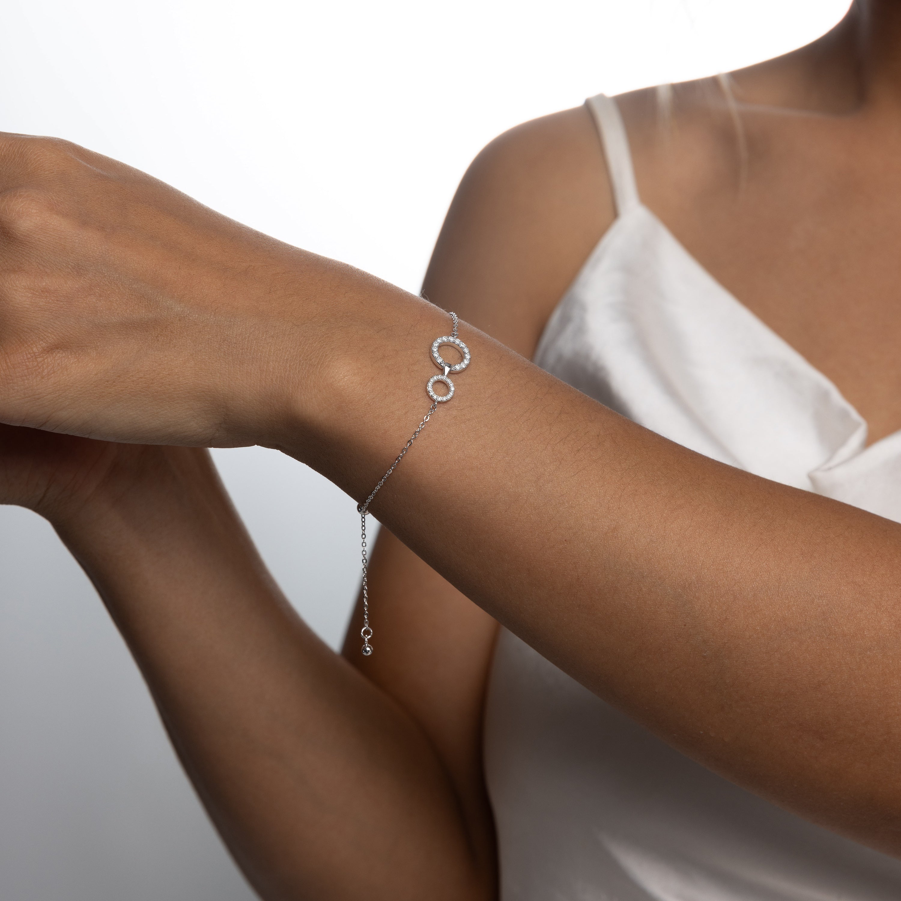 Linked Circles Bracelet, White Gold