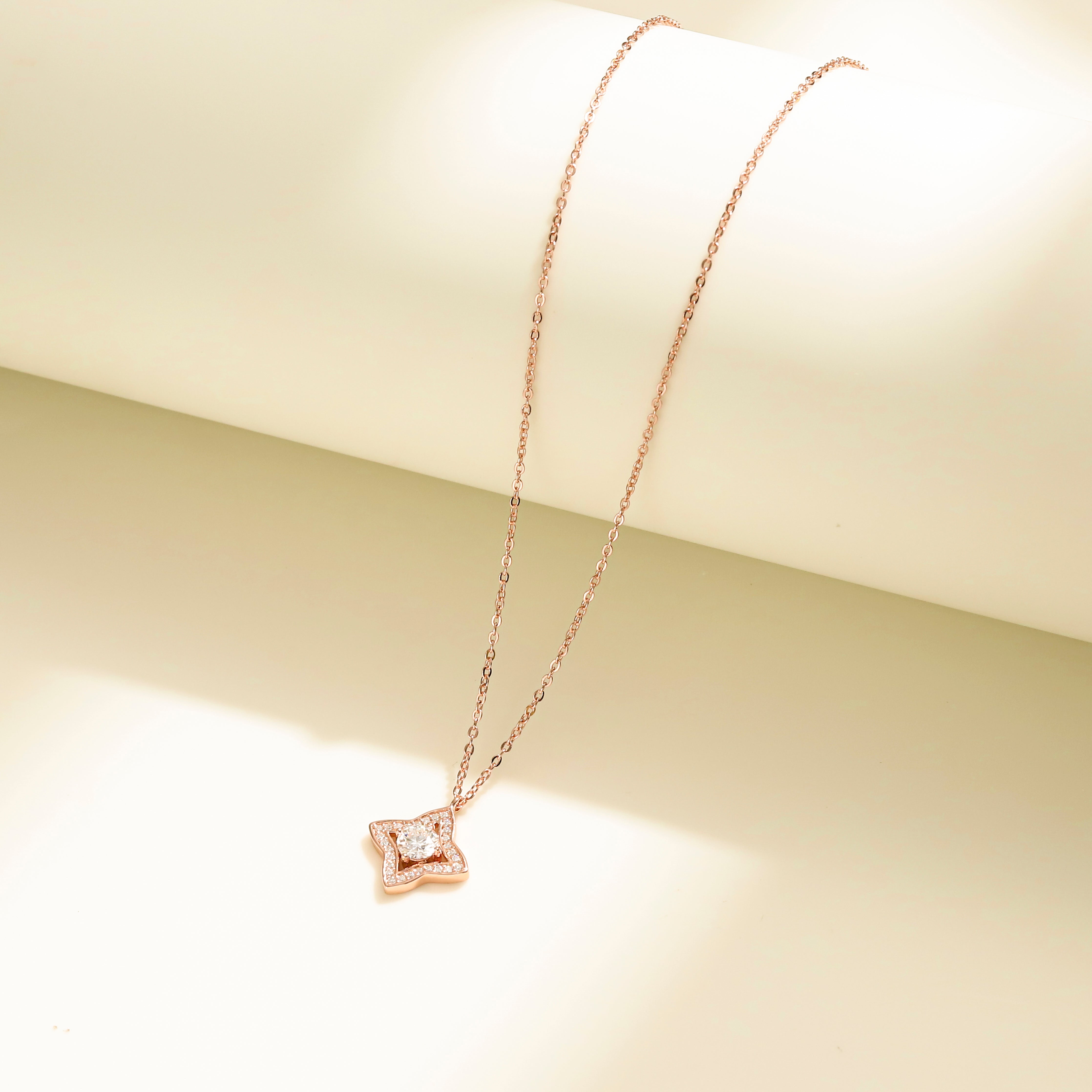Luxe Star Necklace, Rose Gold
