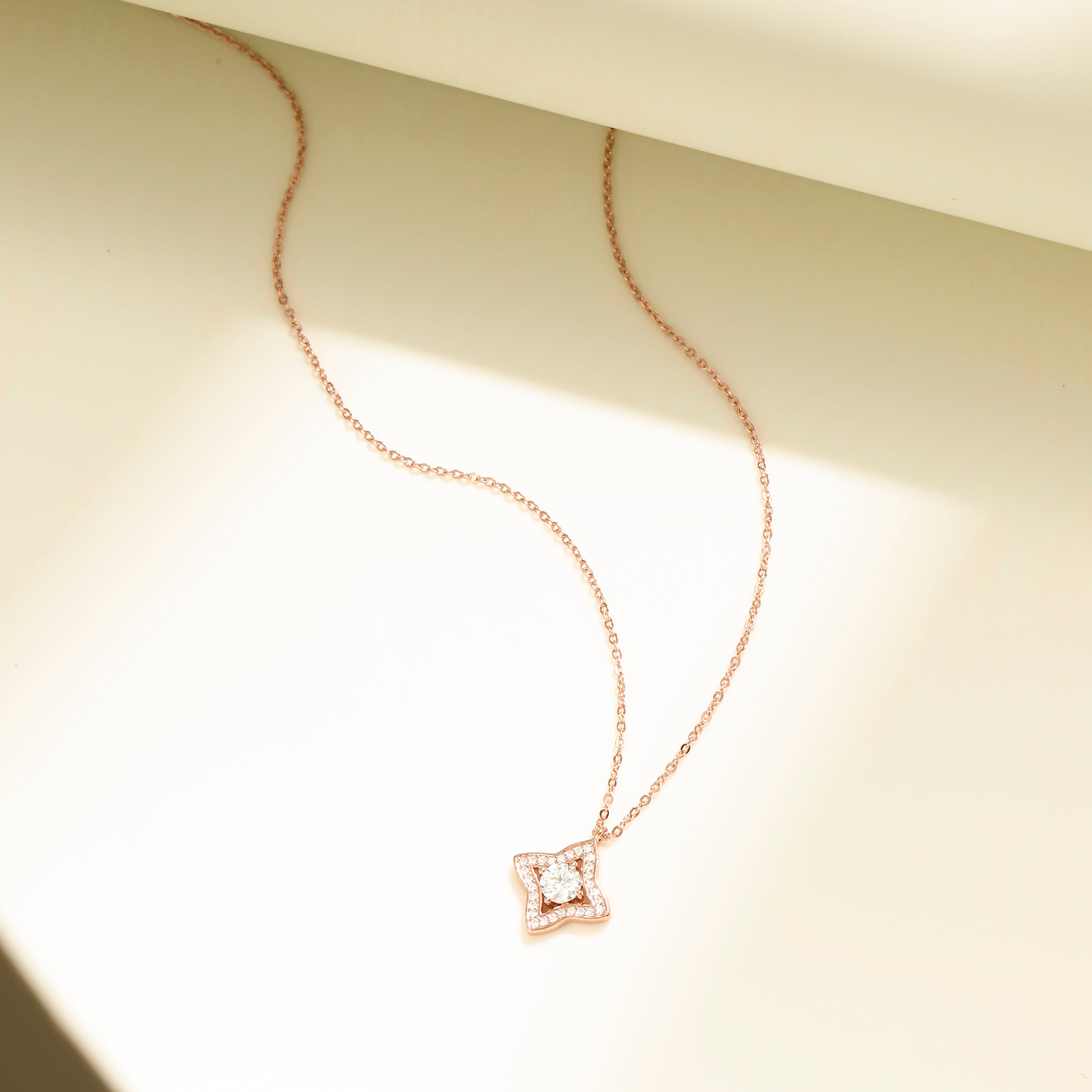 Luxe Star Necklace, Rose Gold