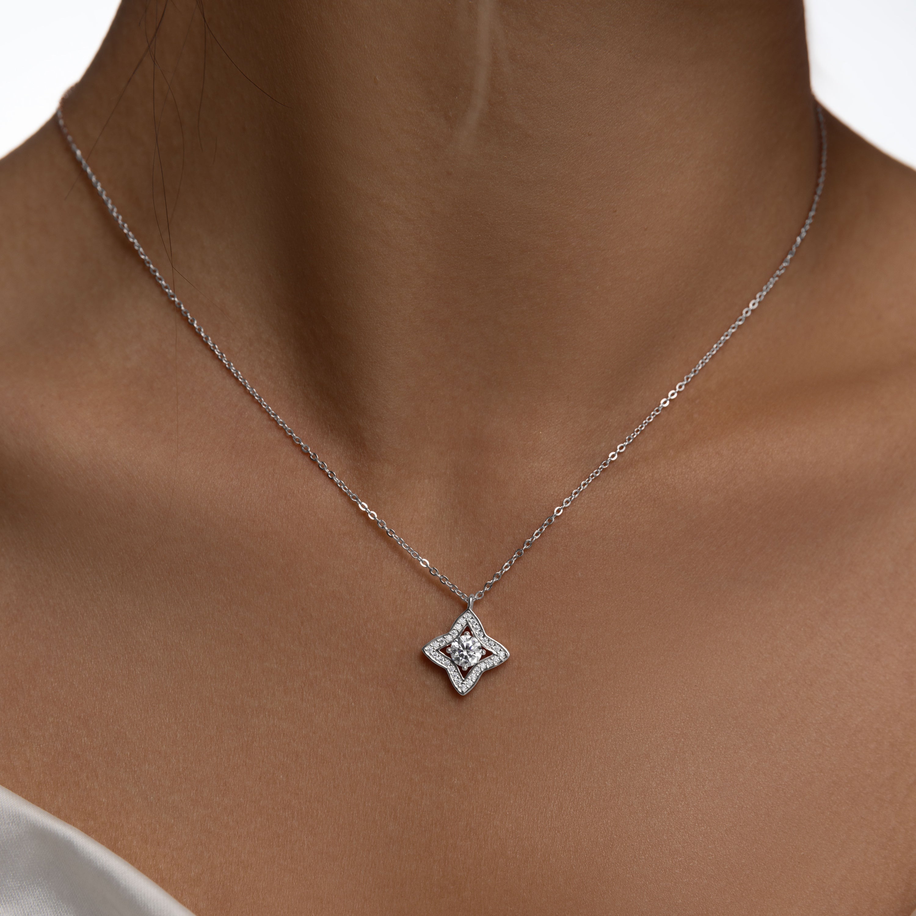 Luxe Star Necklace, Sterling Silver