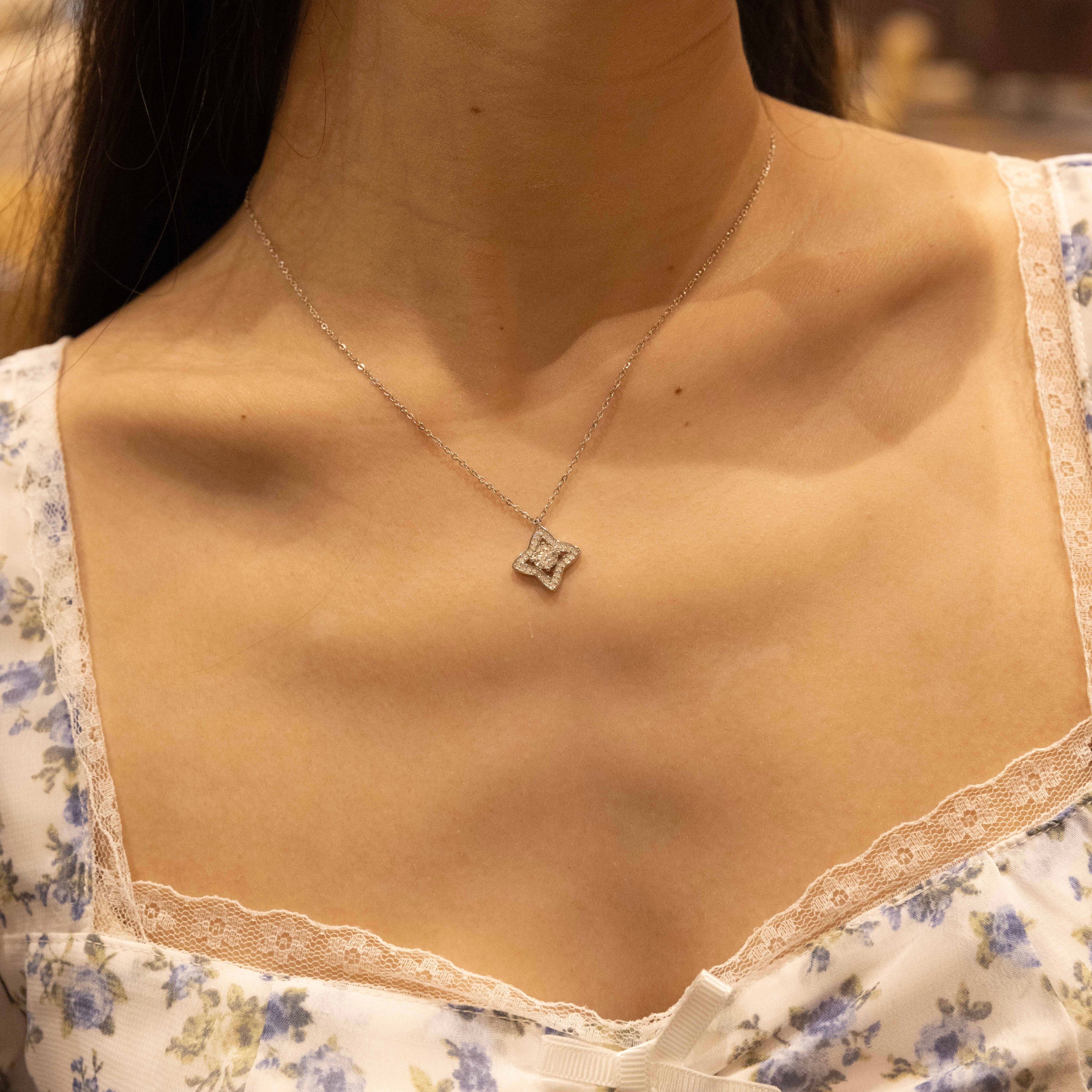 Luxe Star Necklace, Sterling Silver