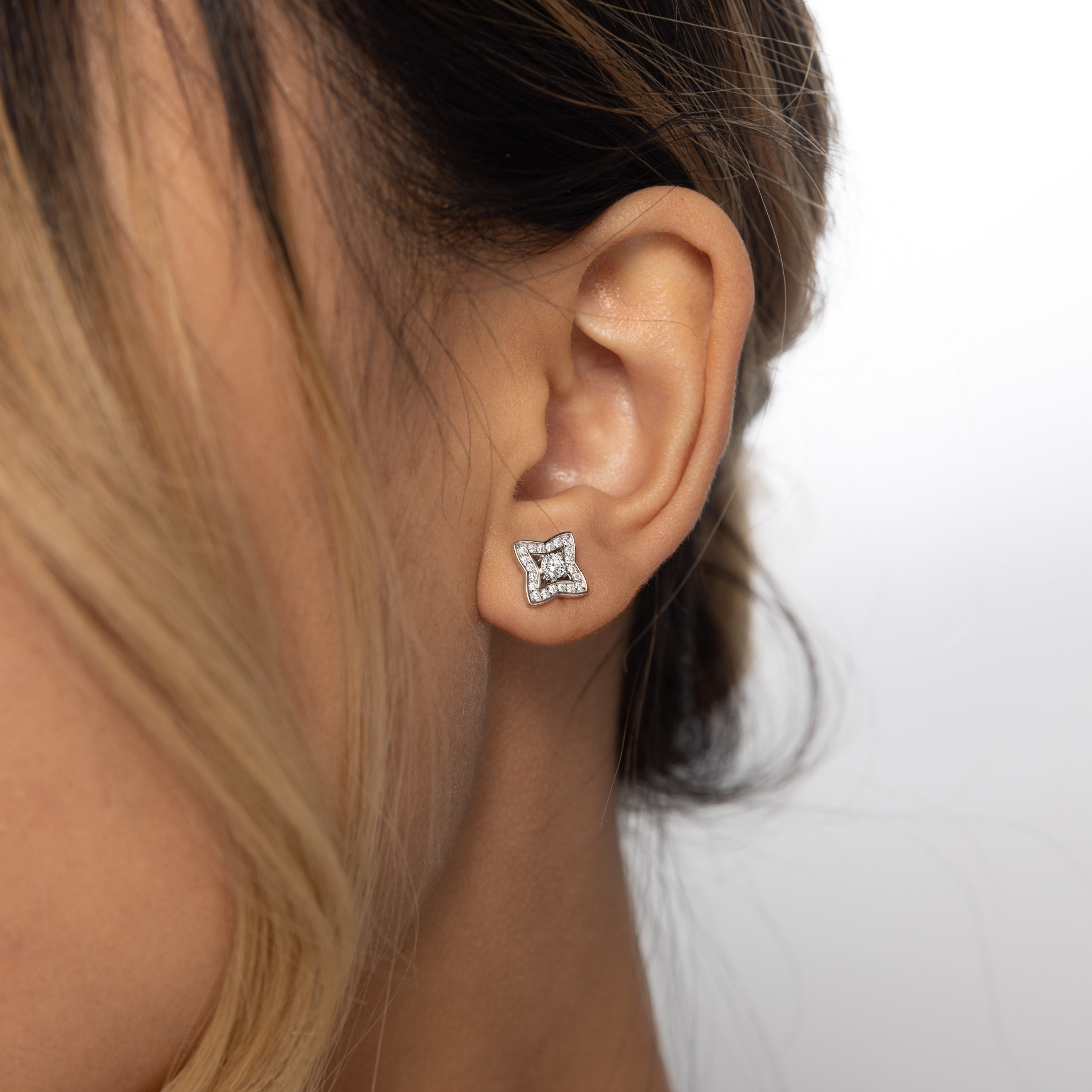 Luxe Star Studs, Sterling Silver