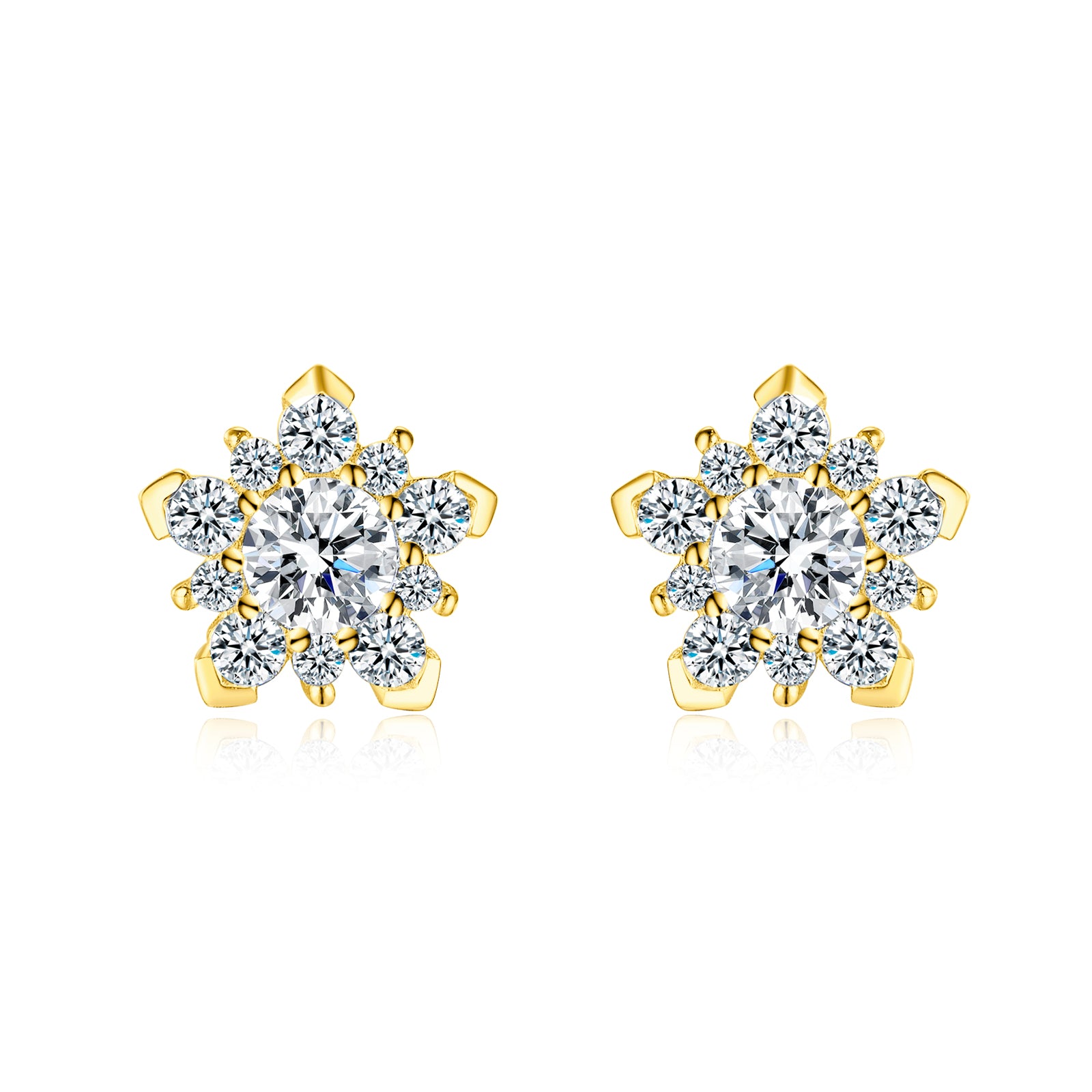 Snowflake Sparkle Studs, Gold Vermeil