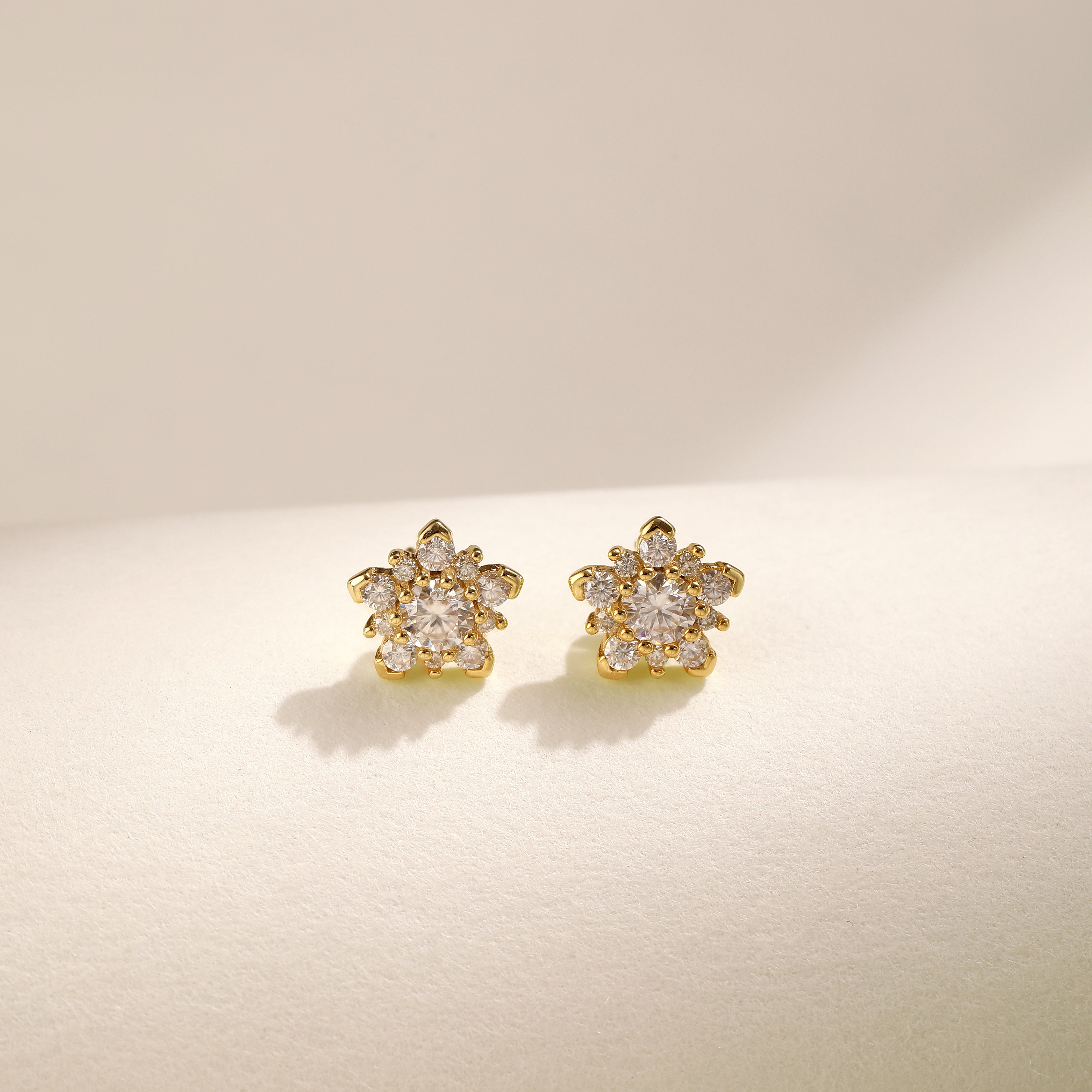 Snowflake Sparkle Studs, Gold Vermeil