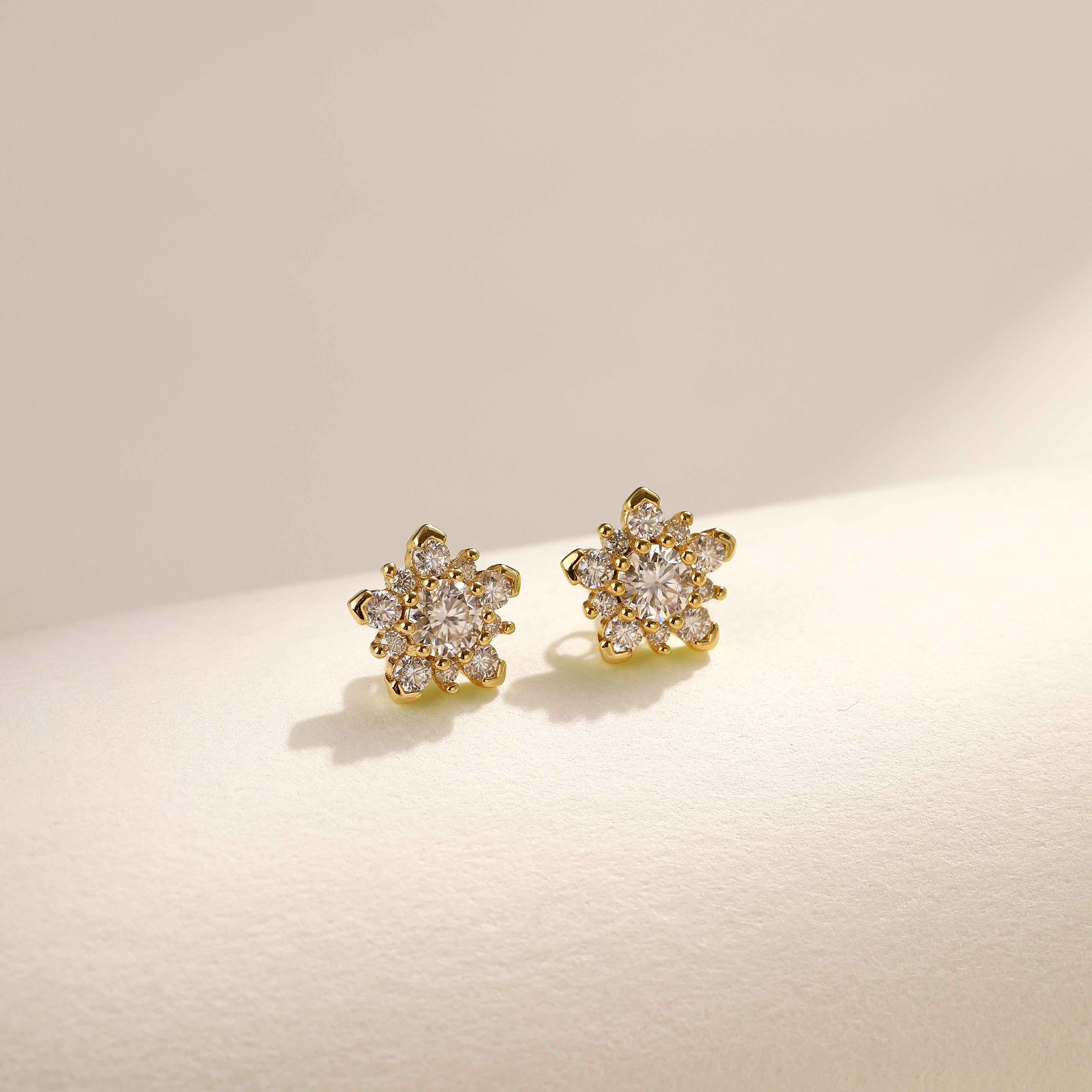 Snowflake Sparkle Studs, Gold Vermeil