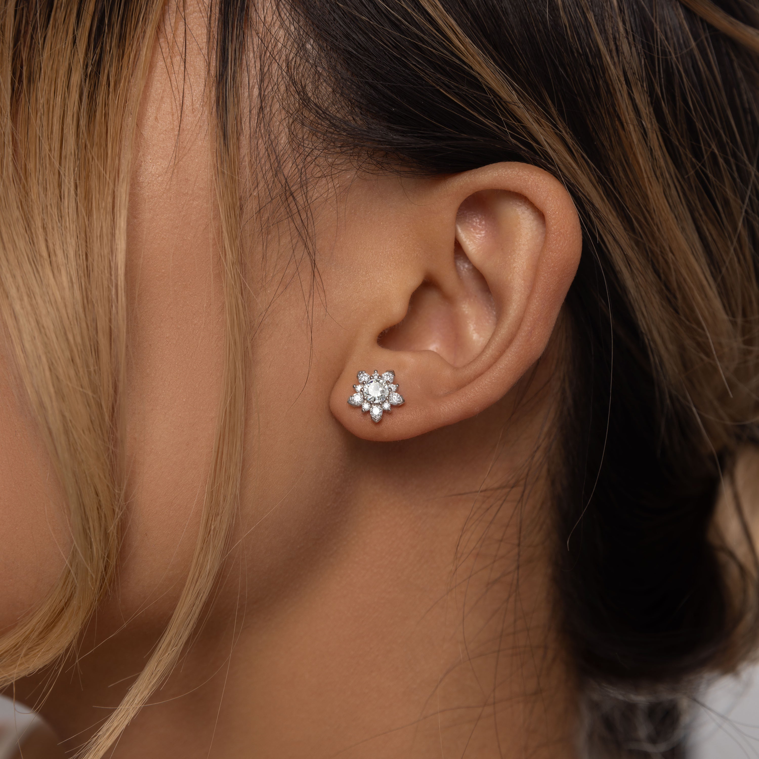 Snowflake Sparkle Studs, Sterling Silver