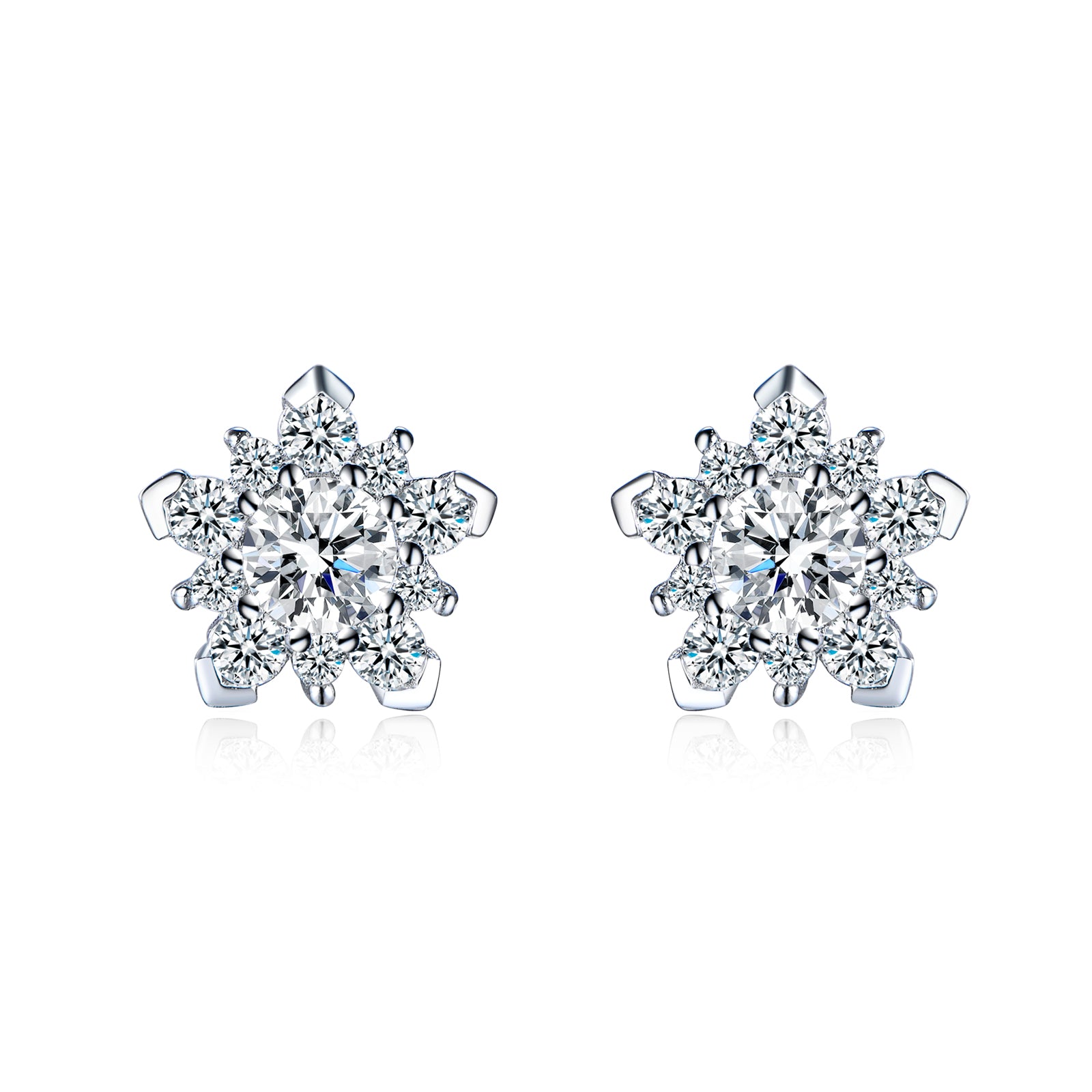 Snowflake Sparkle Studs, Sterling Silver