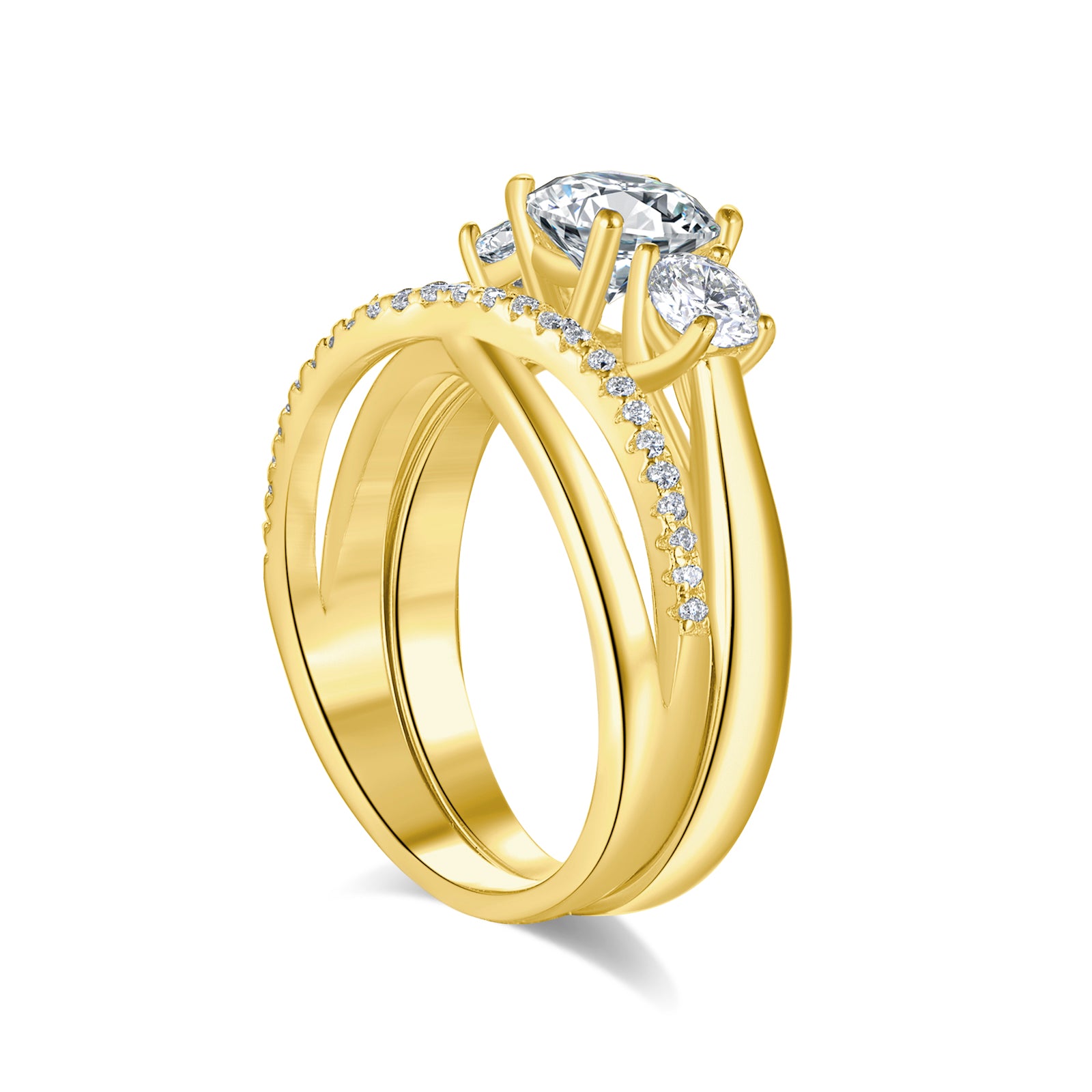 Trinity Glow Ring Duo, Gold