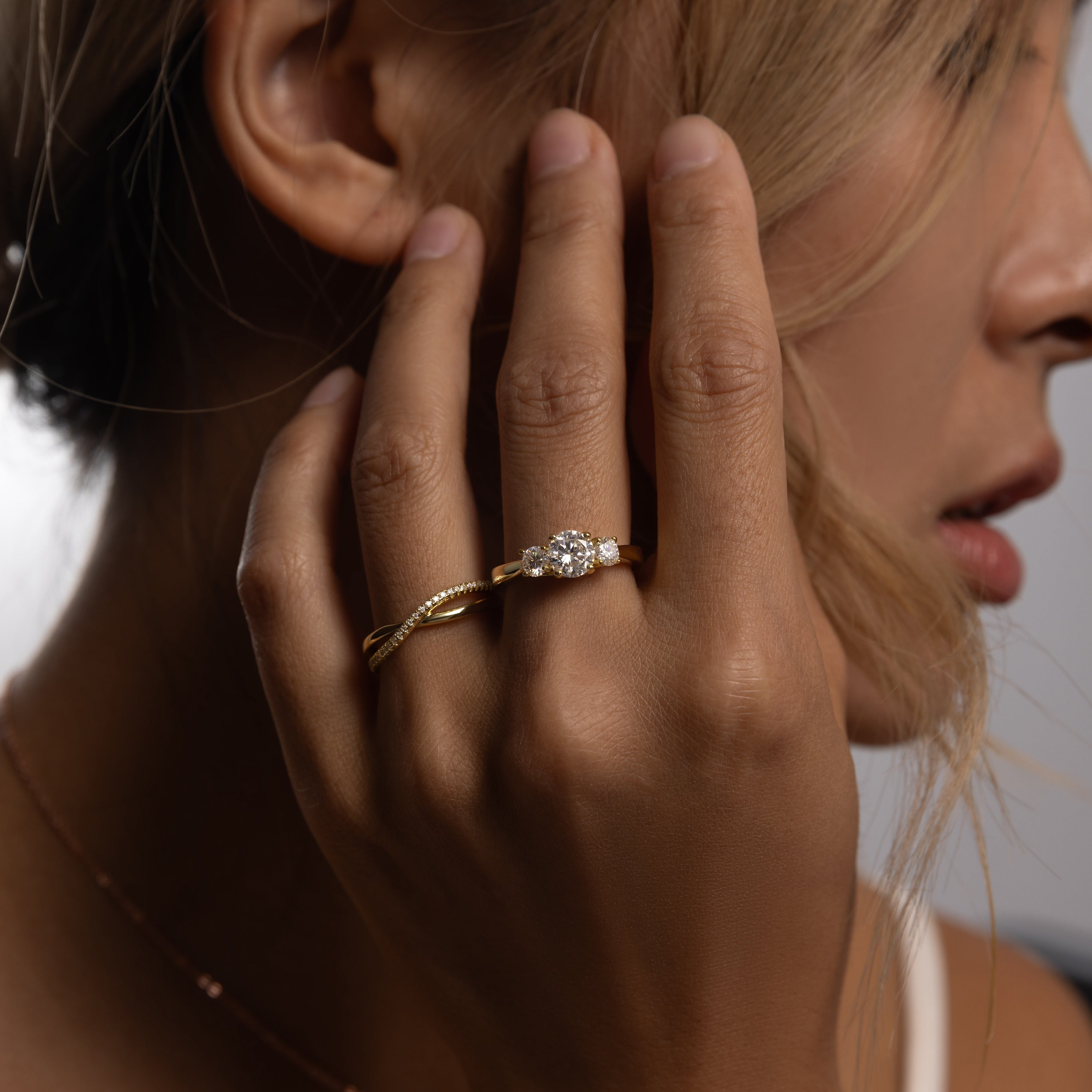 Trinity Glow Ring Duo, Gold