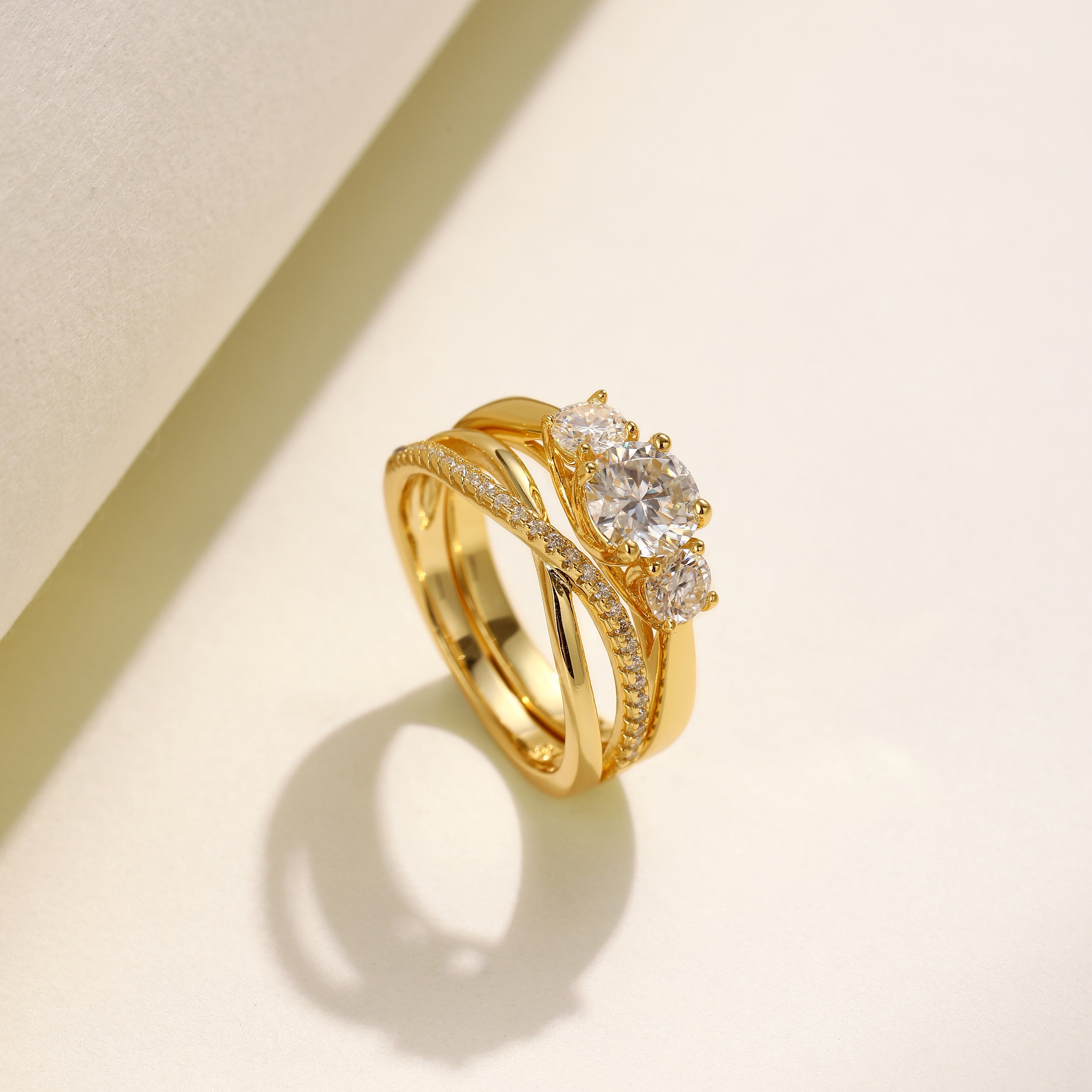 Trinity Glow Ring Duo, Gold