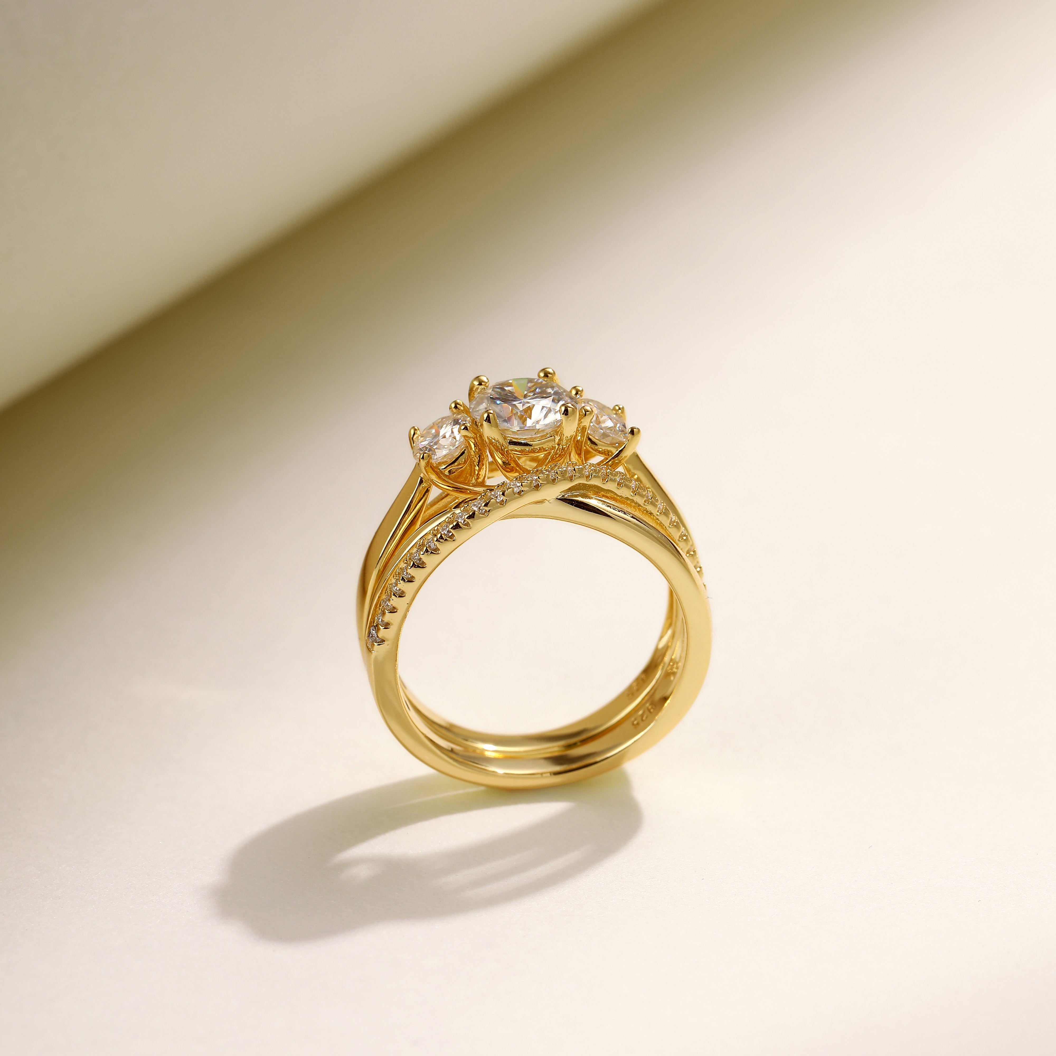 Trinity Glow Ring Duo, Gold