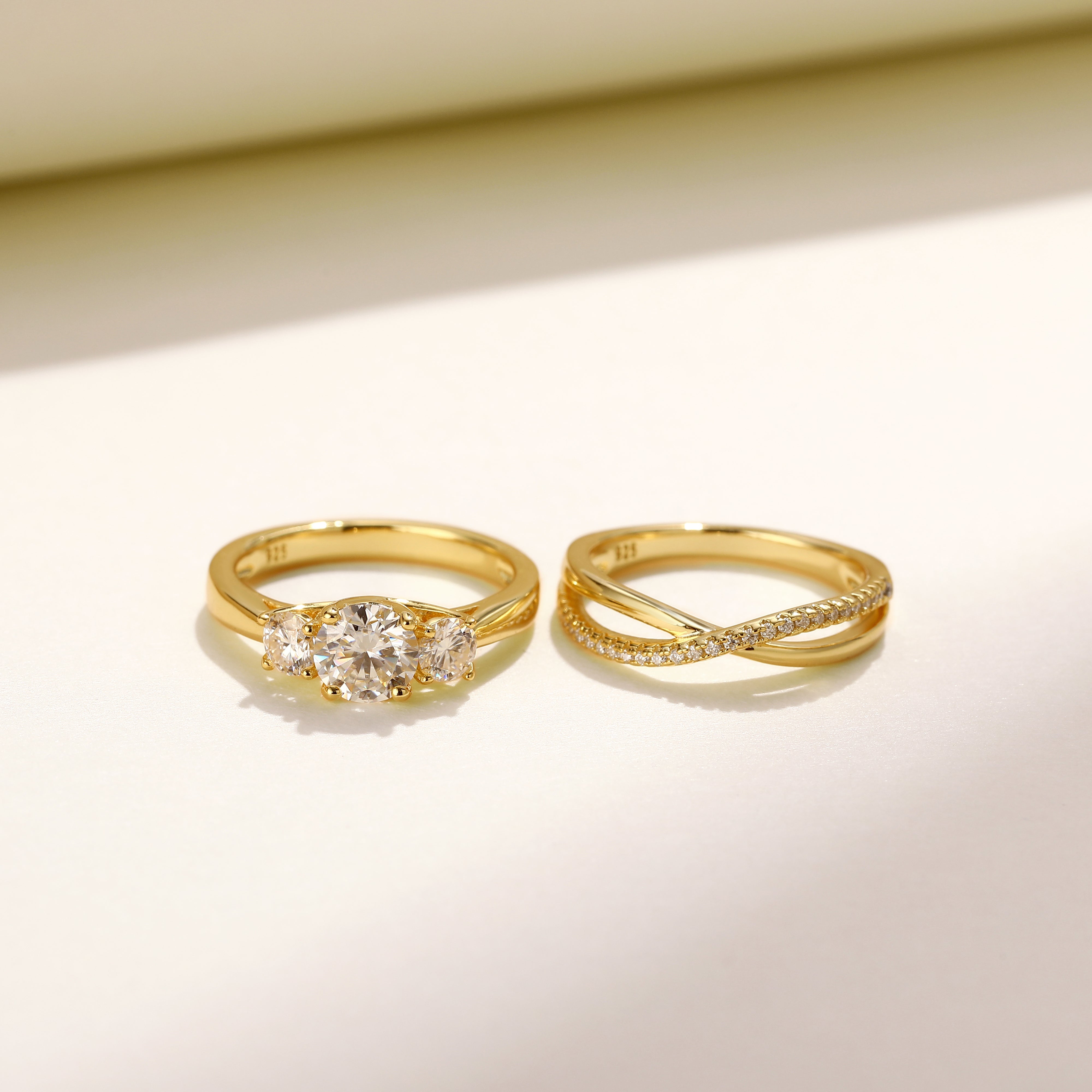 Trinity Glow Ring Duo, Gold