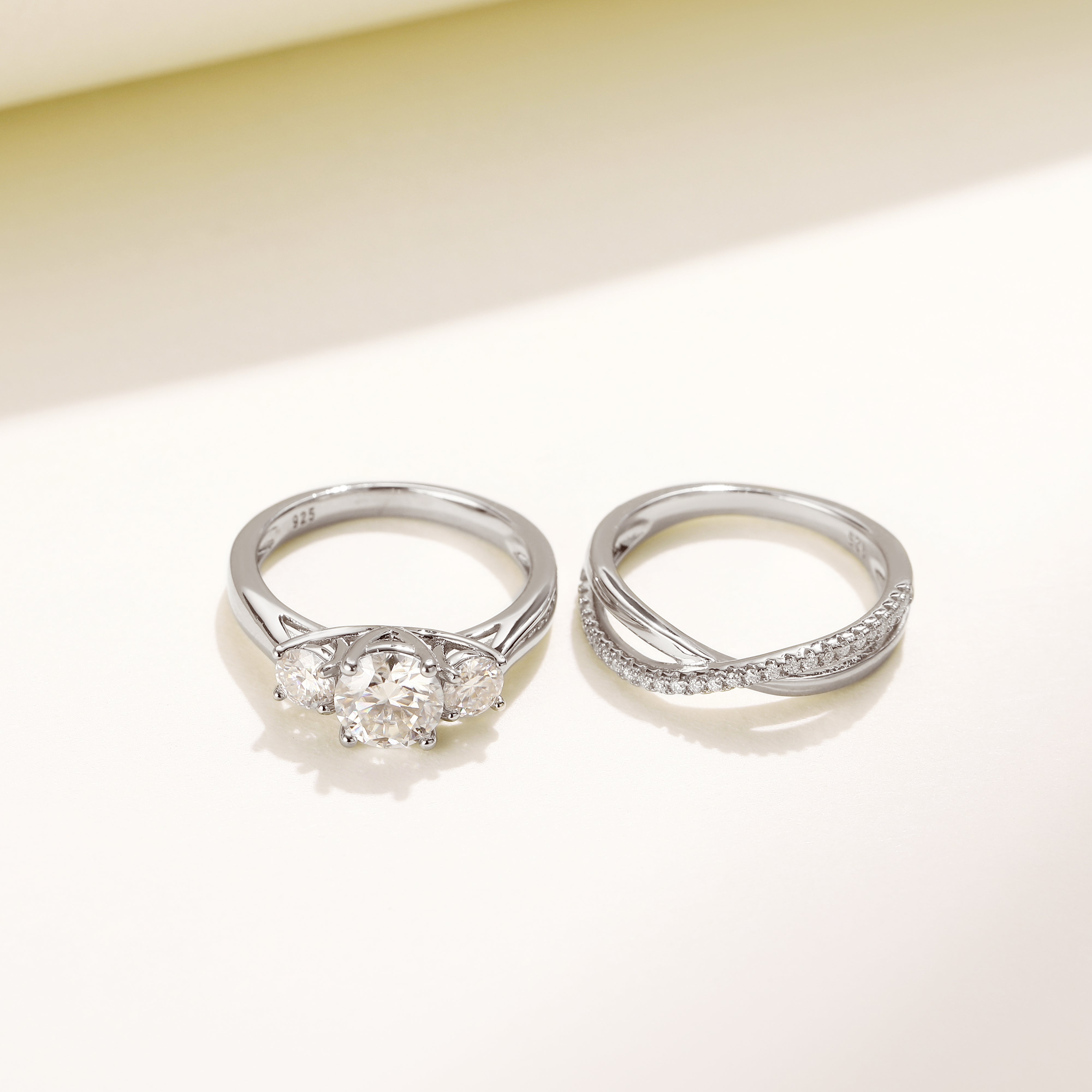 Trinity Glow Ring Duo, White Gold