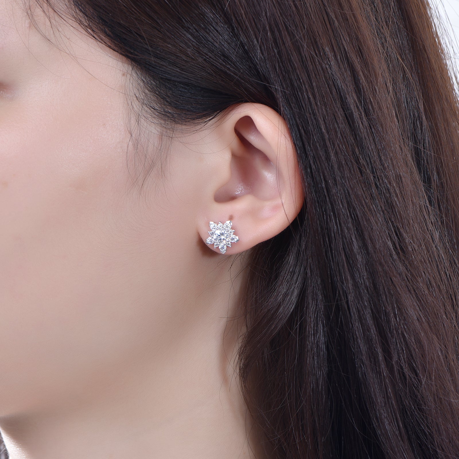 Snowflake Sparkle Studs, Sterling Silver