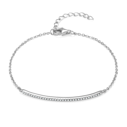 Minimalist Arc Charm Bracelet in 18 carat white gold vermeil, adorned with a Moissanite arc design and an adjustable chain, perfect for daily wear or as a thoughtful gift.